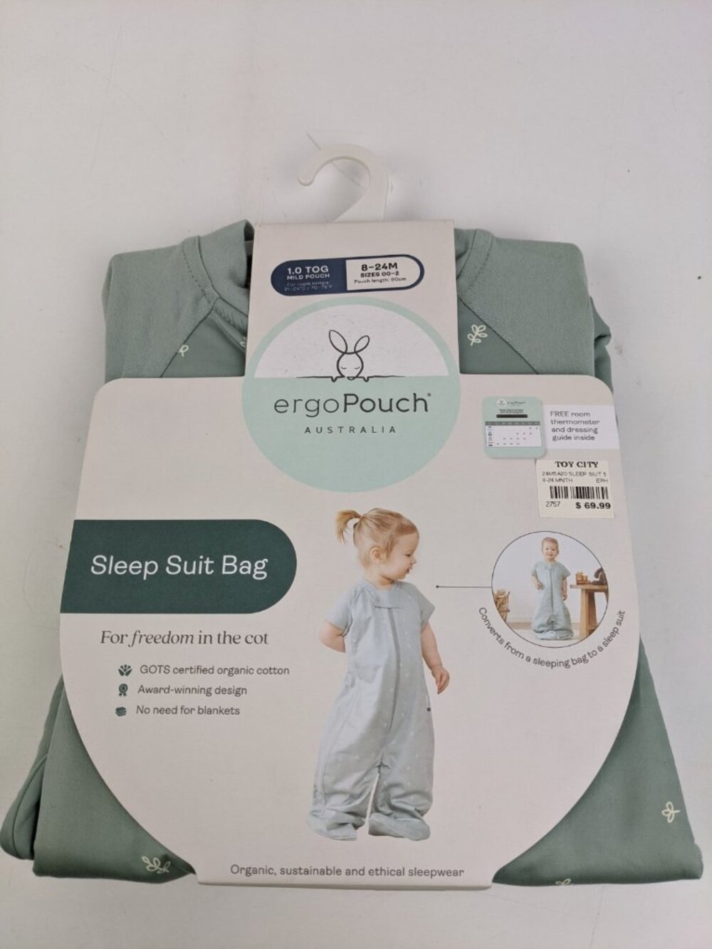 Ergo Pouch Australia Sleep Suit Bag 8-24 Months New NWT Organic Cotton